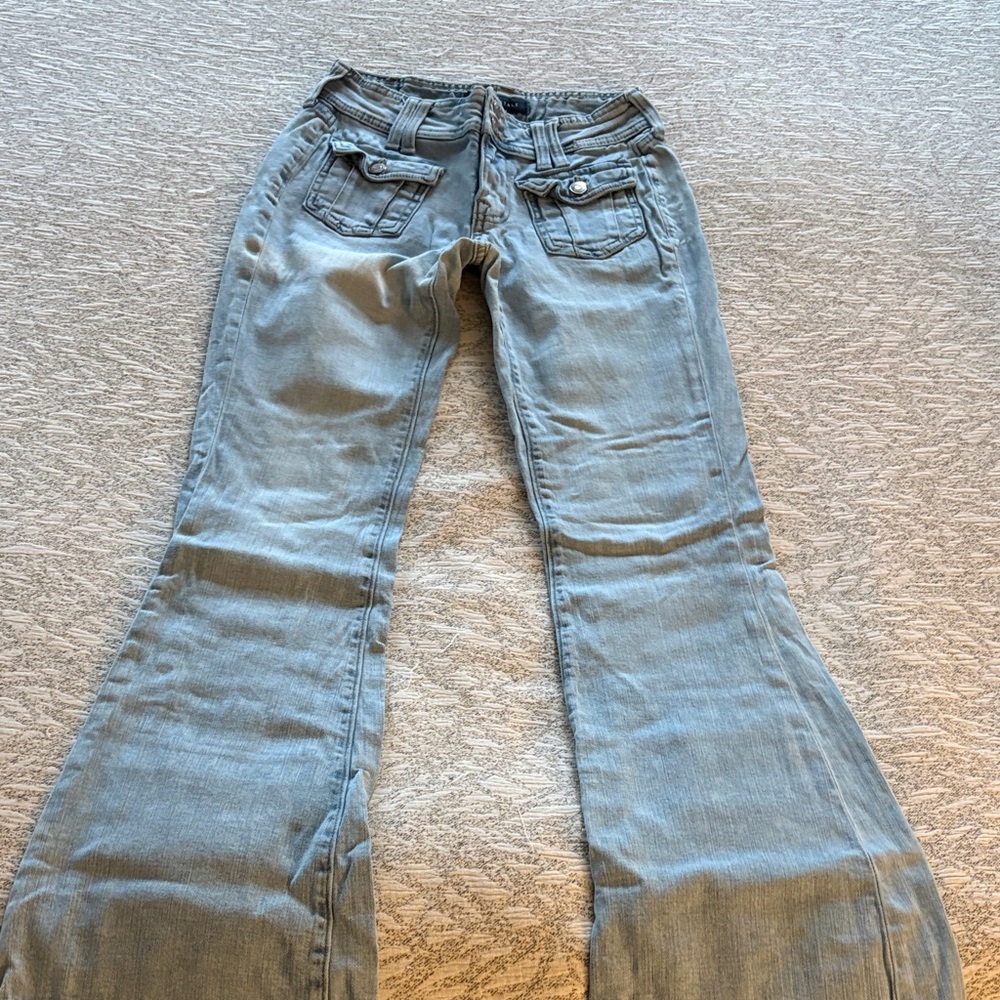 Aeropostale Light Blue Flare Jeans with Front Patch Pockets